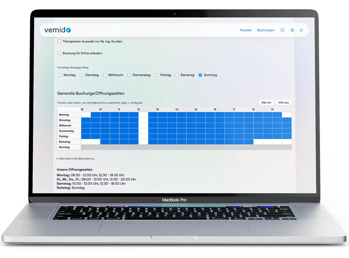 Die Benutzeroberfläche von Vemido