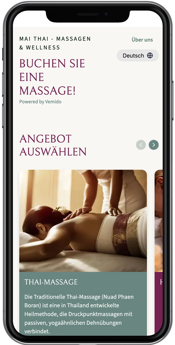 Mobilansicht der Buchungsseite auf einem Smartphone